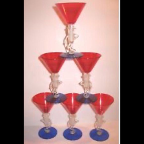 Antique Mr. Peanut Martinis Glasses in Red, White,& Blue Plastic from 1950’a VGC - Picture 8 of 9